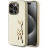 Etui Karl Lagerfeld Wrinkled Metal       Signature do iPhone 15 Pro złoty